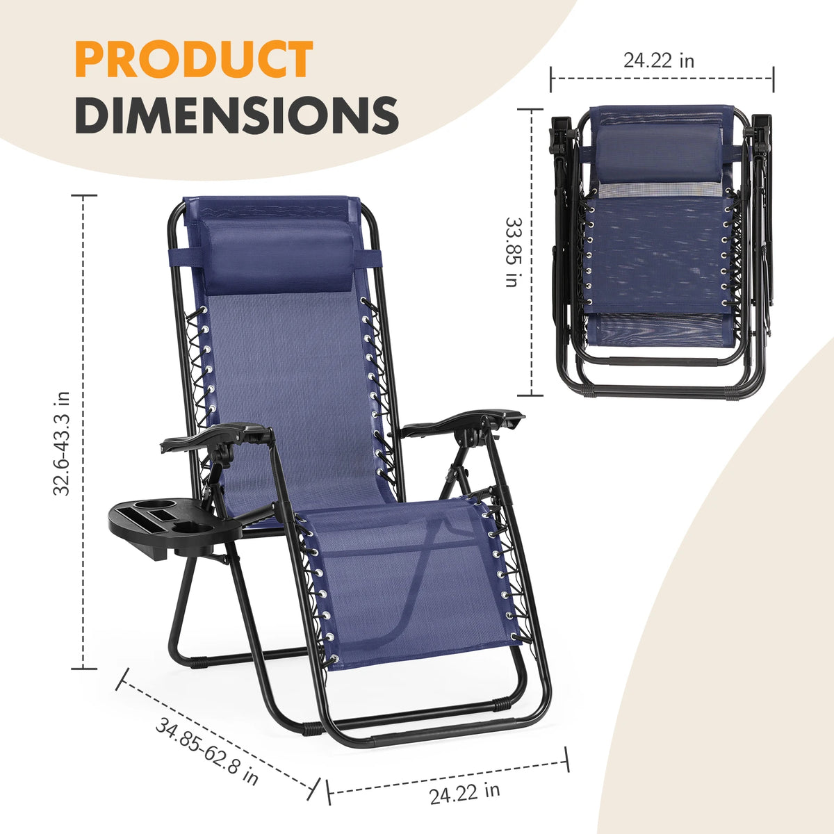 MCQ Outdoor Zero Gravity Folding Recliner Lounge Chair With Pillow