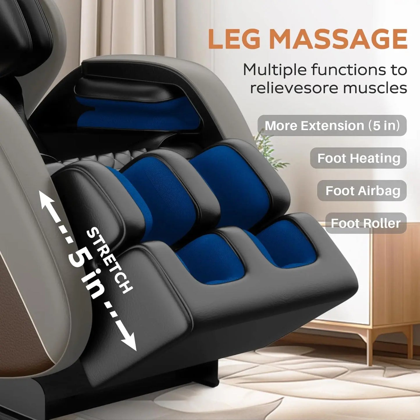 Zero Gravity Leather Massage Chair With Auto Modes And Airbags