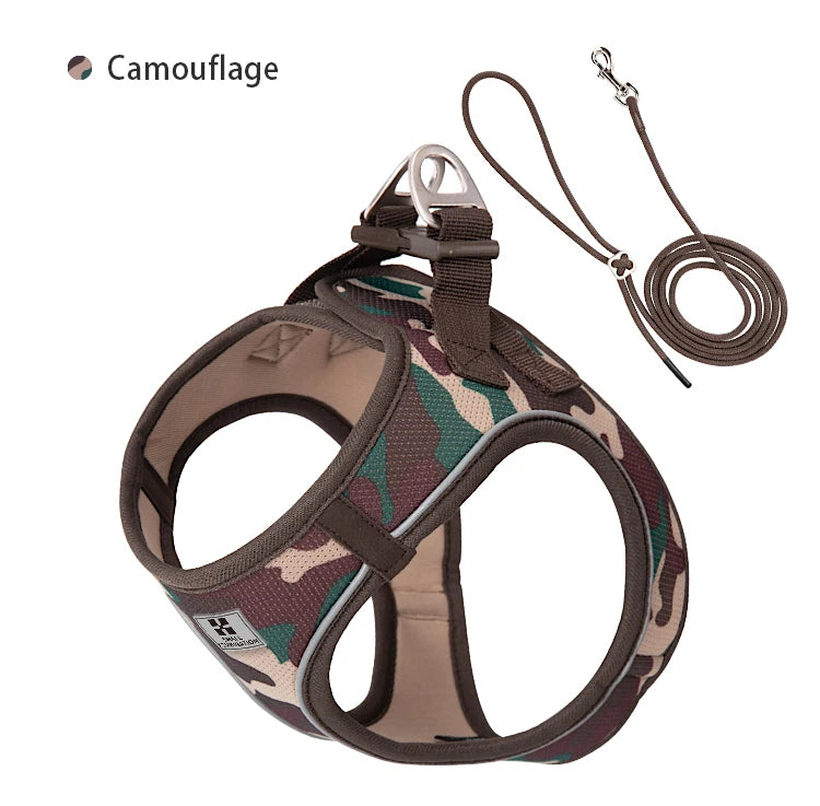 Small Combination Reflective Dog Harness Leash Set For Small And Medium Dogs