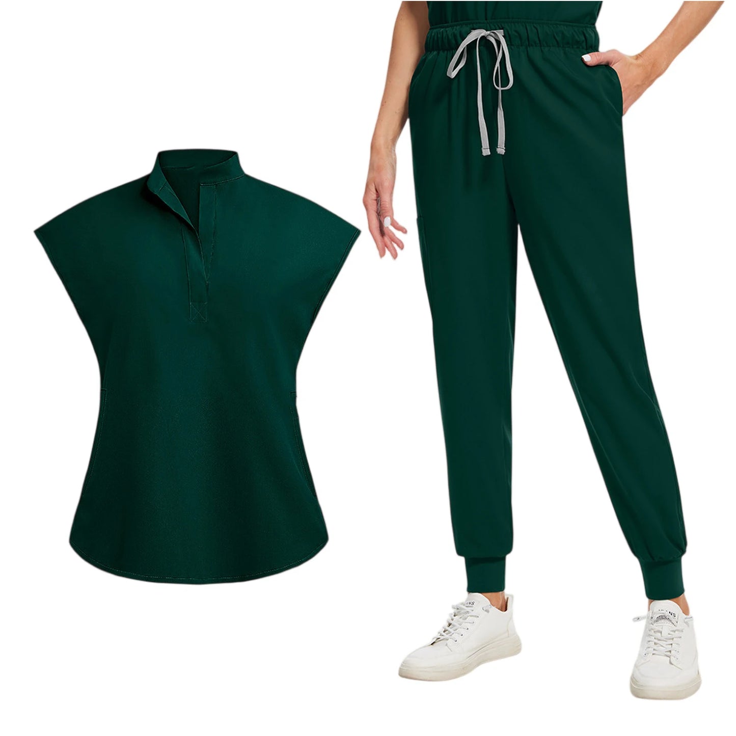 Professional Short Sleeve Scrubs Uniform V Neck Unisex Medical Workwear