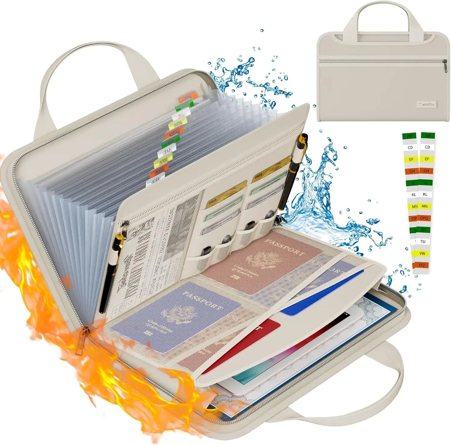 Fireproof Organizer With Handles 13 Compartment Clear Expanding File