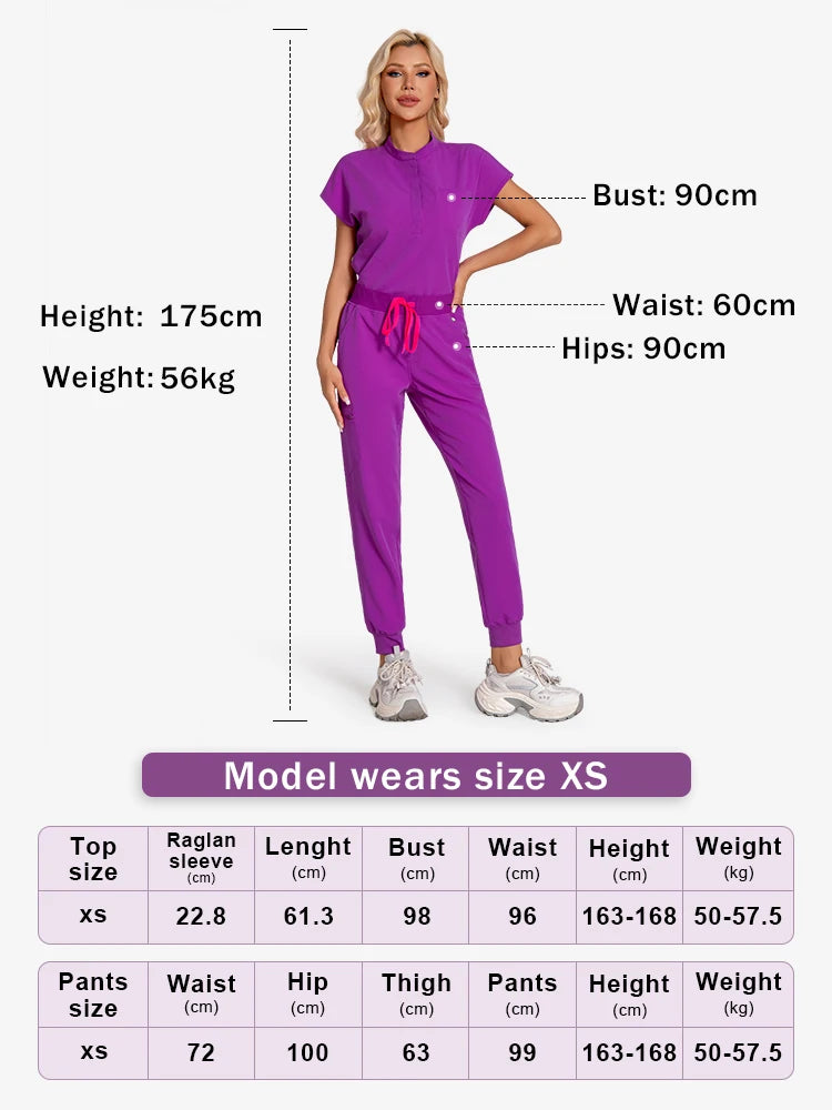 KUNGFU SCRUBS Nurses Uniforms Women Medical Scrubs Set Antibacterial