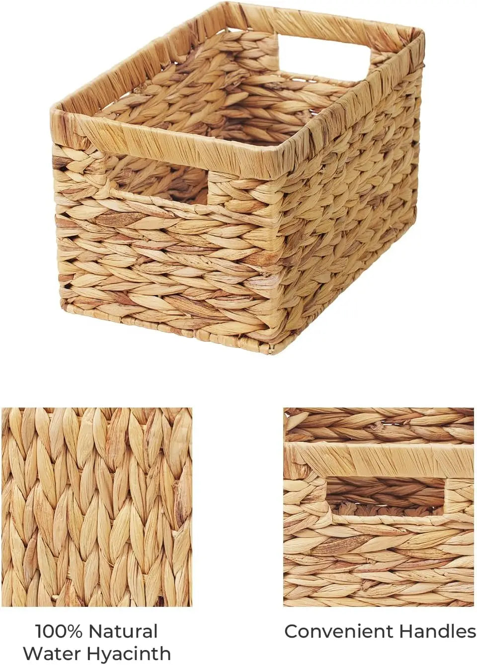 Handwoven Water Hyacinth Storage Basket With Handles