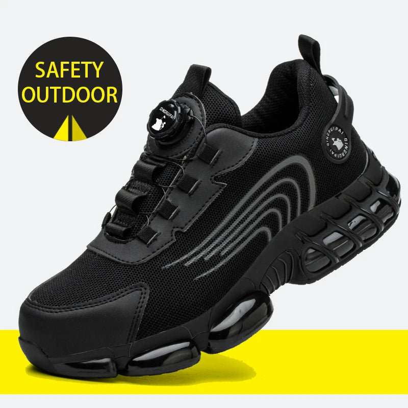 Steel Toe Cap Non-Lacing Anti-Impact And Anti-Puncture Casual Work Shoes