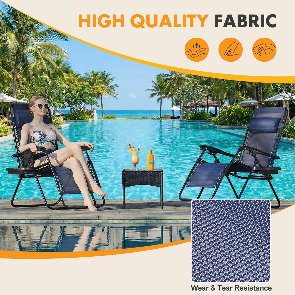 MCQ Outdoor Zero Gravity Folding Recliner Lounge Chair With Pillow