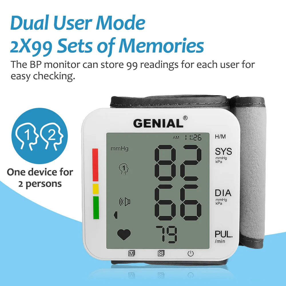 Wrist Blood Pressure Cuff Universal With Large LCD Display