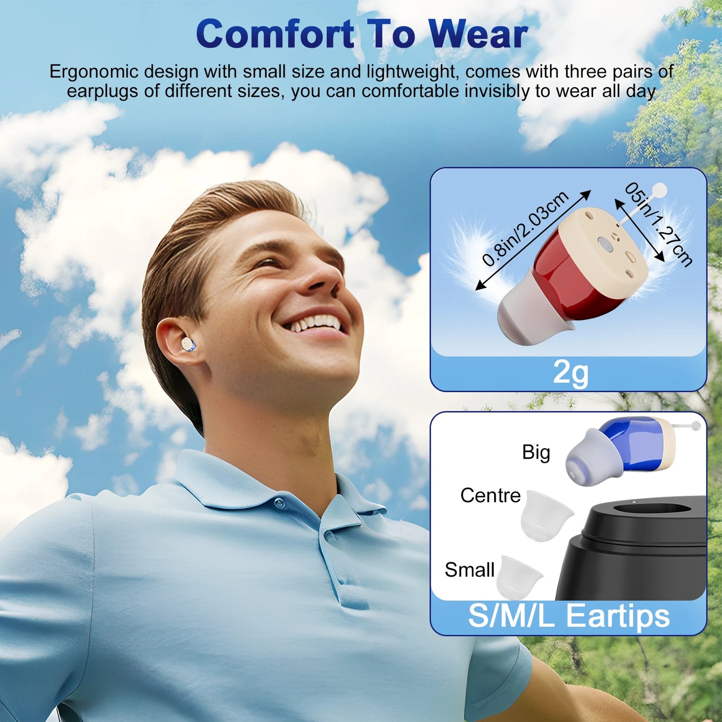 KFCOPTEE Invisible Hearing Aids For Elderly With Adjustable Fit