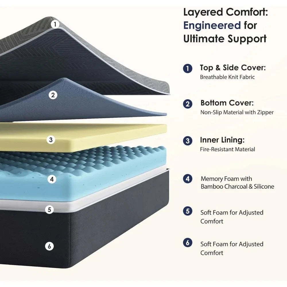 MOYU Gel Memory Foam Mattress Pressure Relief and Motion Isolation