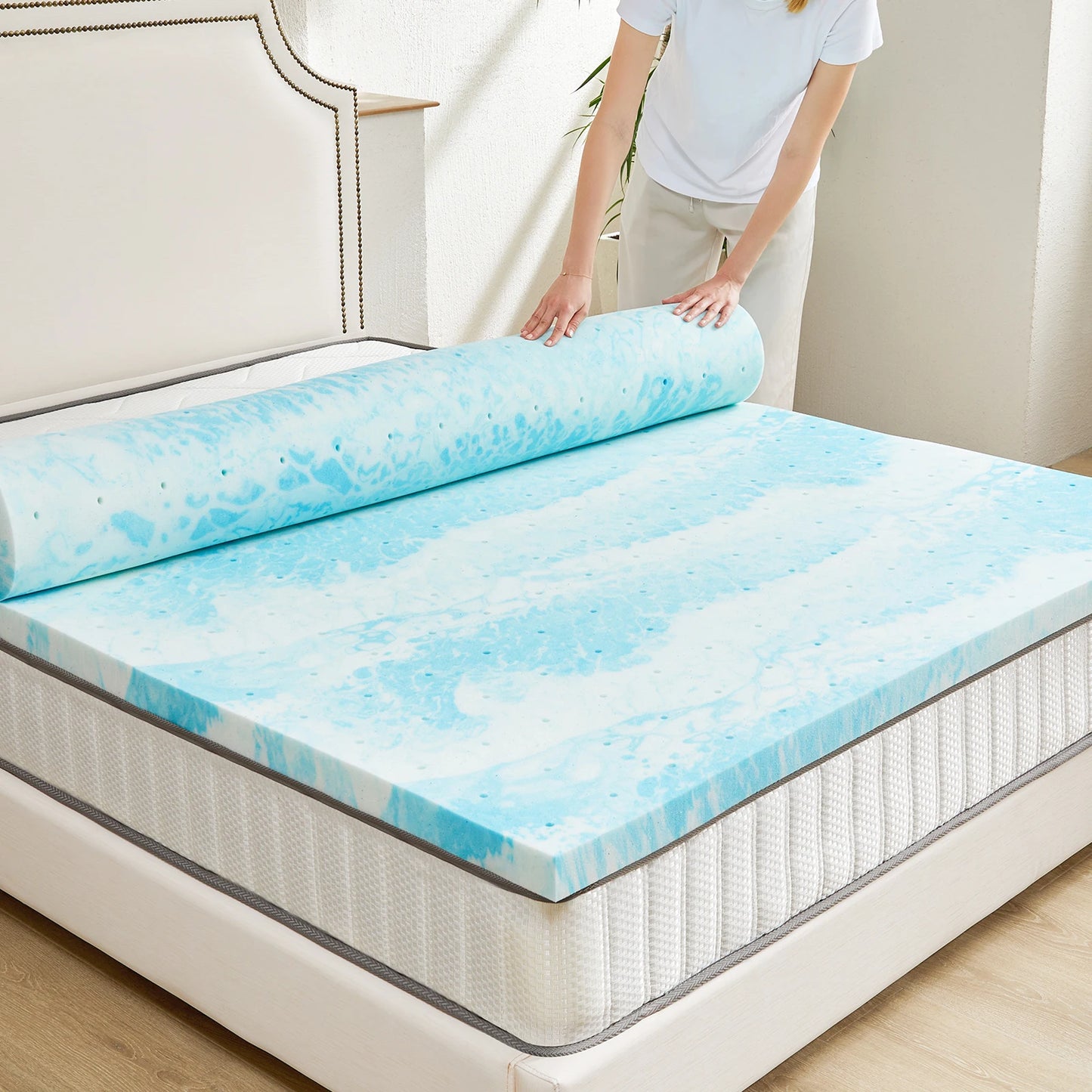 JHK Memory Foam Mattress Topper Gel Cooling Bedding