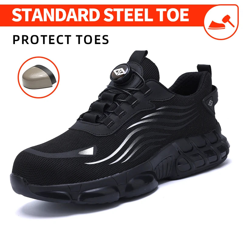 Air Cushion Soft Sole Mens Steel Toe Safety Shoes Breathable