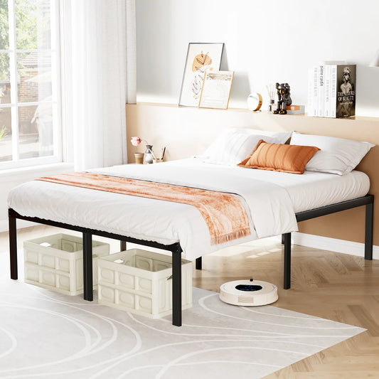 JHK Metal Platform Bed Frame With Sturdy Slat Support