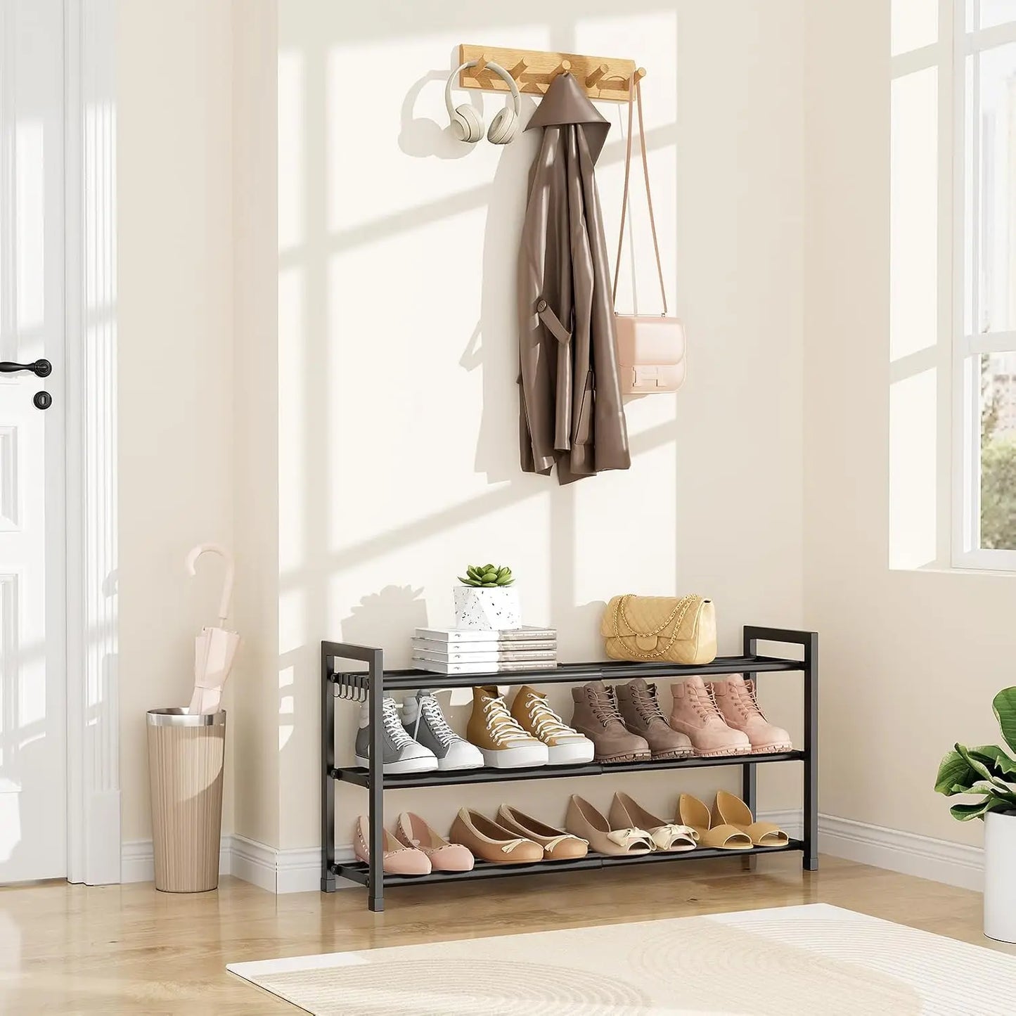 Adjustable Expandable 3-Tier Shoe Rack for Closet 12 Pairs