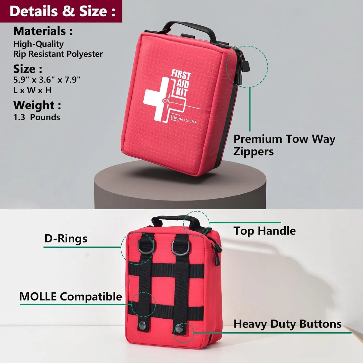 Trauma First Aid Kit With Labelled Compartments Car Hiking Travel