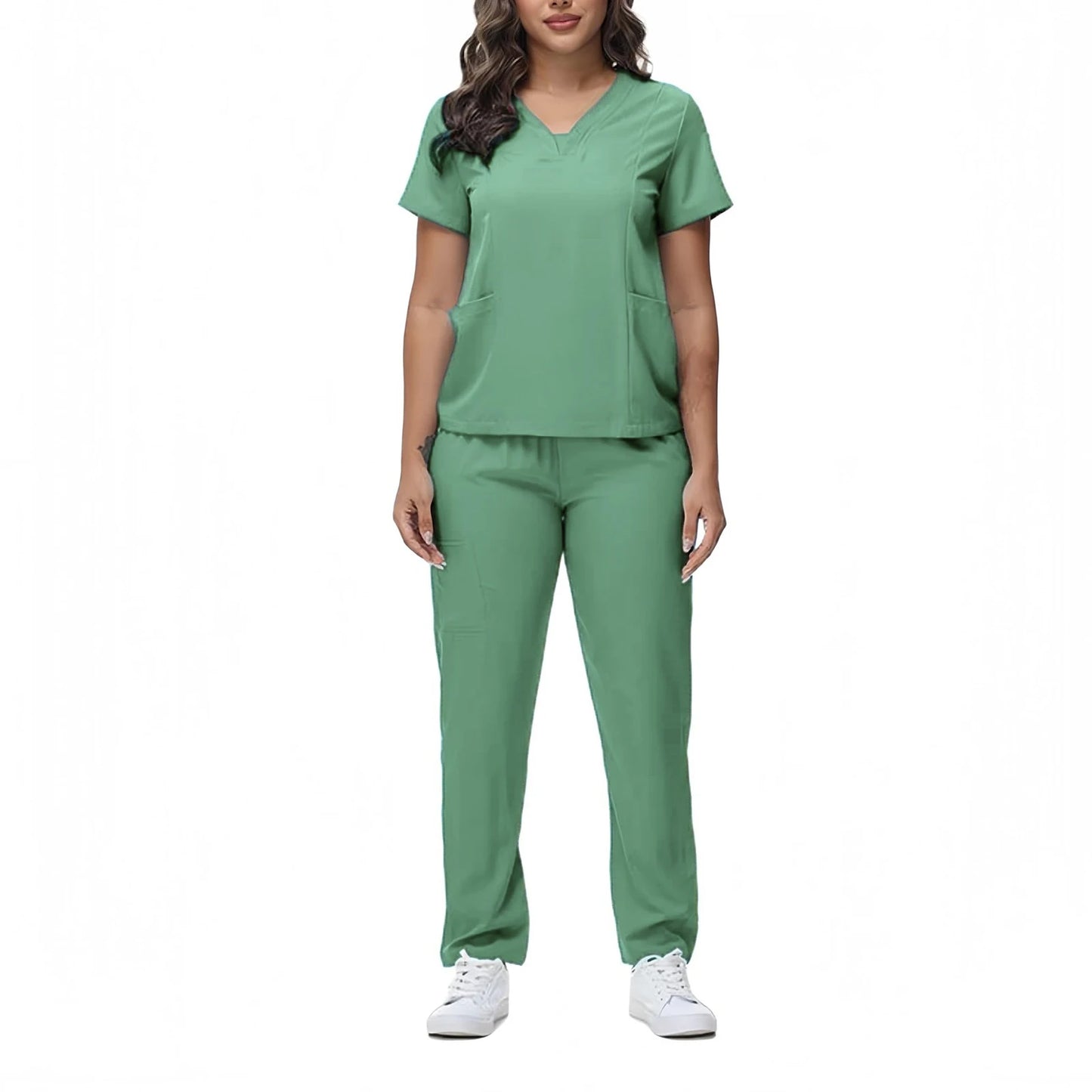 Women's Nurse Scrub Set V Neck Short Sleeve Medical Uniform