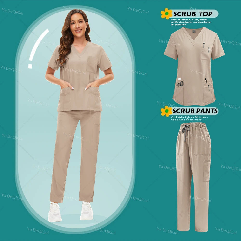 NONECN Unisex Medical Scrub Set for Nurses and Dentists