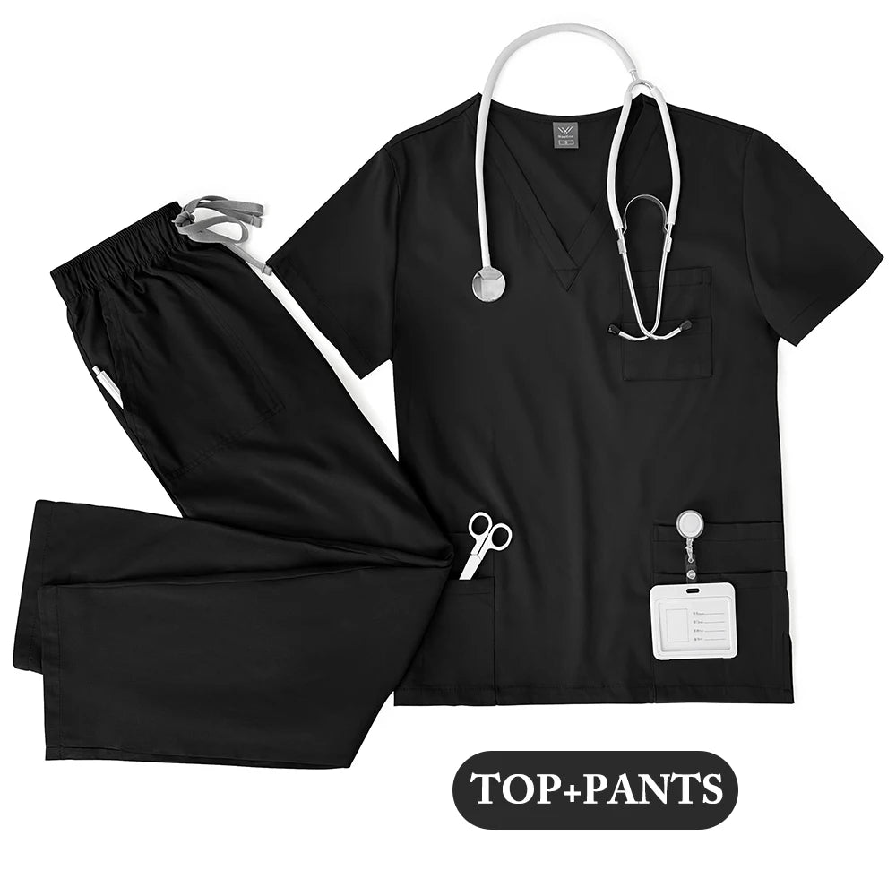 NONECN Unisex Scrubs Set Medical Uniform for Nurses and Doctors