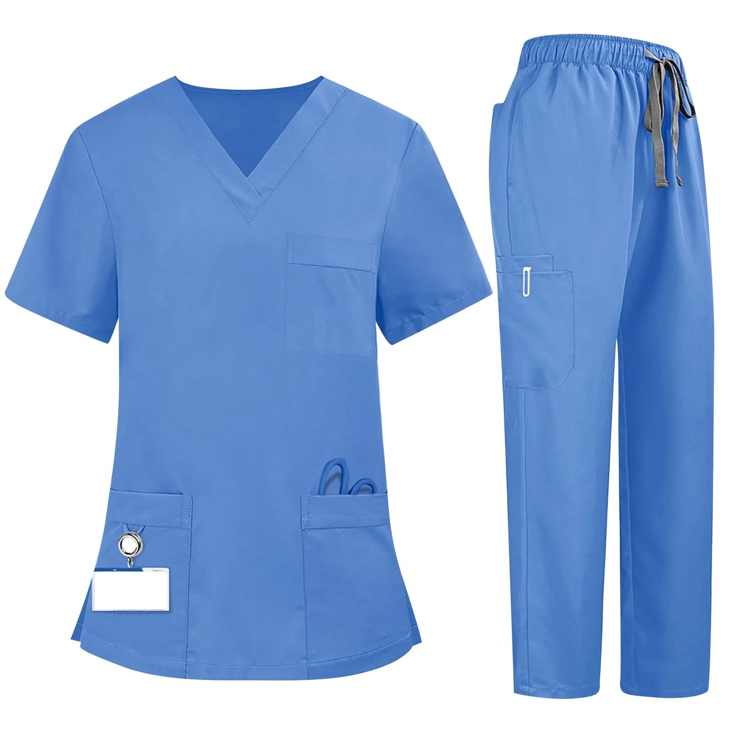 Eillysevens Women's Nurse Scrub Uniform V Neck Short Sleeve
