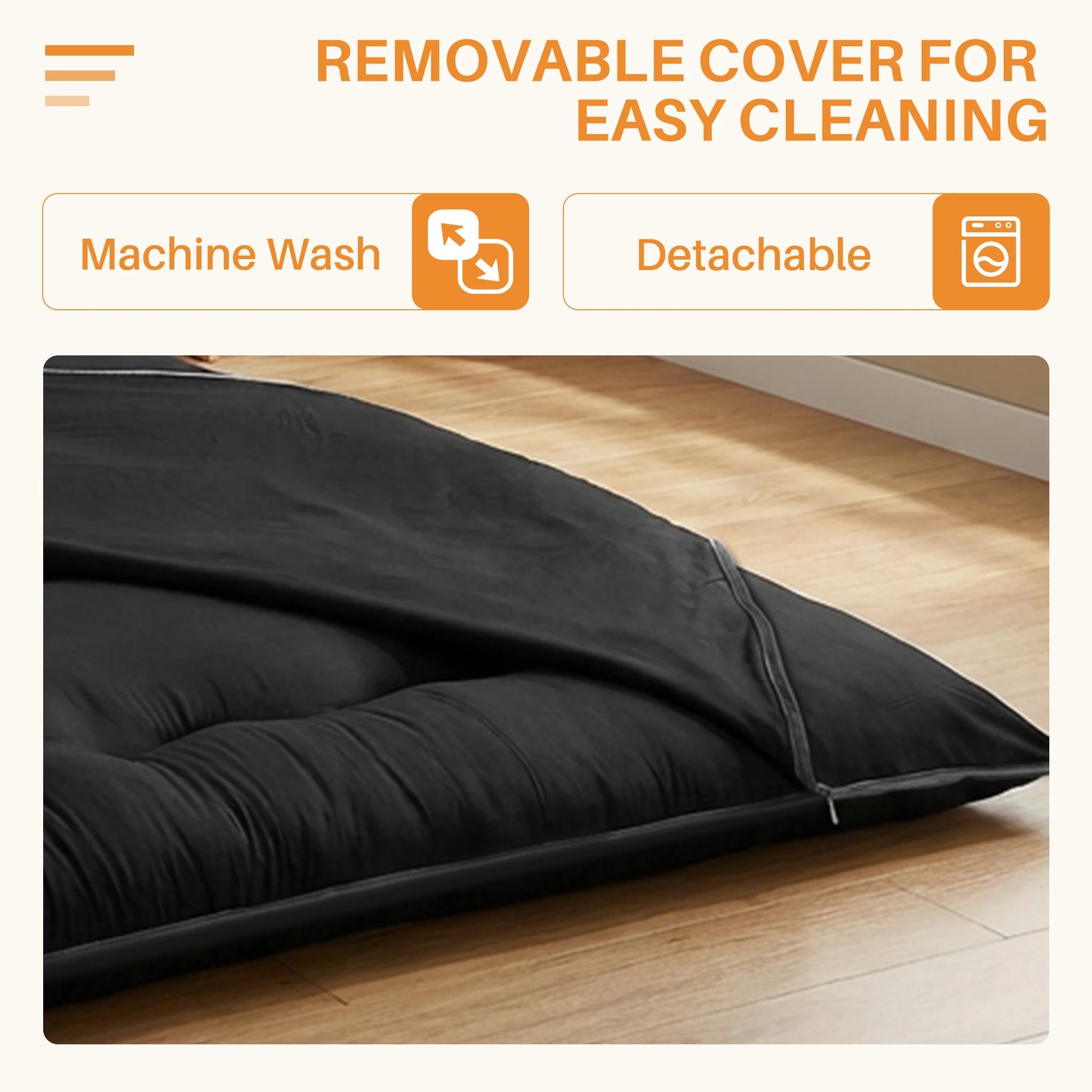 Japanese Floor Futon Mattress With Removable Washable Cover