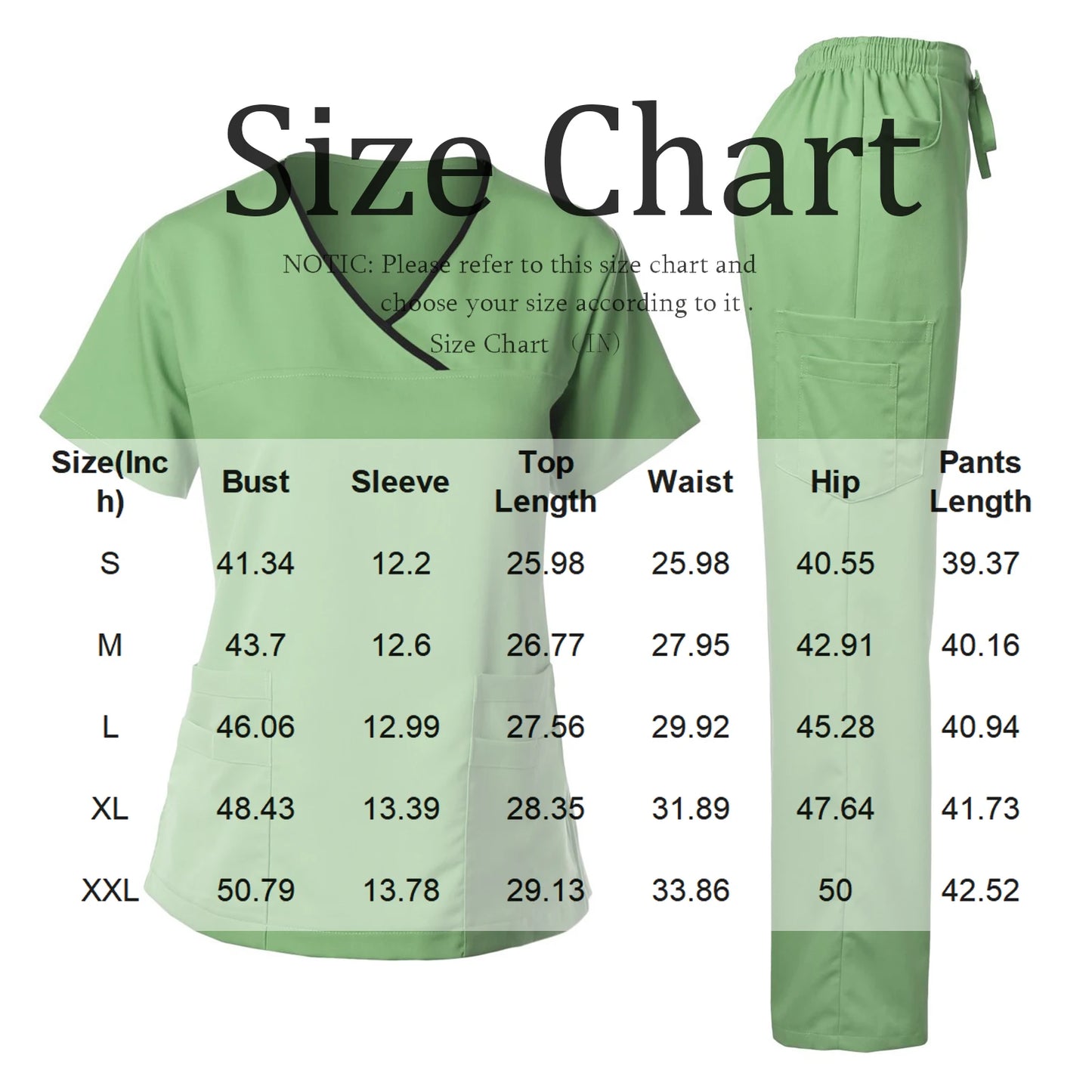Nurse Scrub Set V-Neck Short Sleeve Multi-Pocket Pants