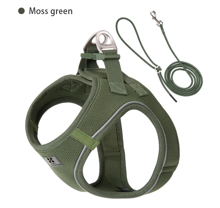 Small Combination Reflective Dog Harness Leash Set For Small And Medium Dogs