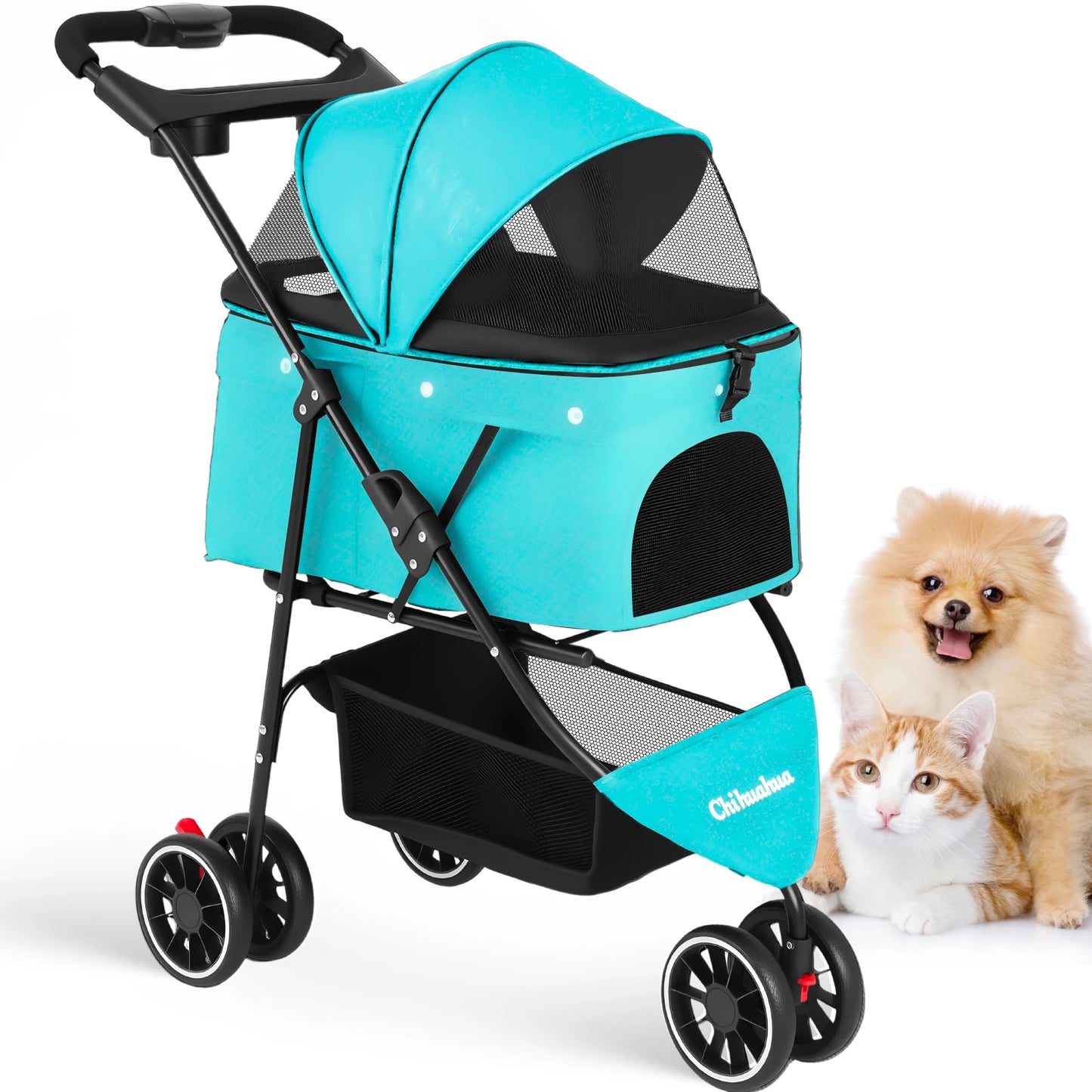 Chihuahua Pet Stroller For Small And Medium Dogs 3-Wheel Foldable