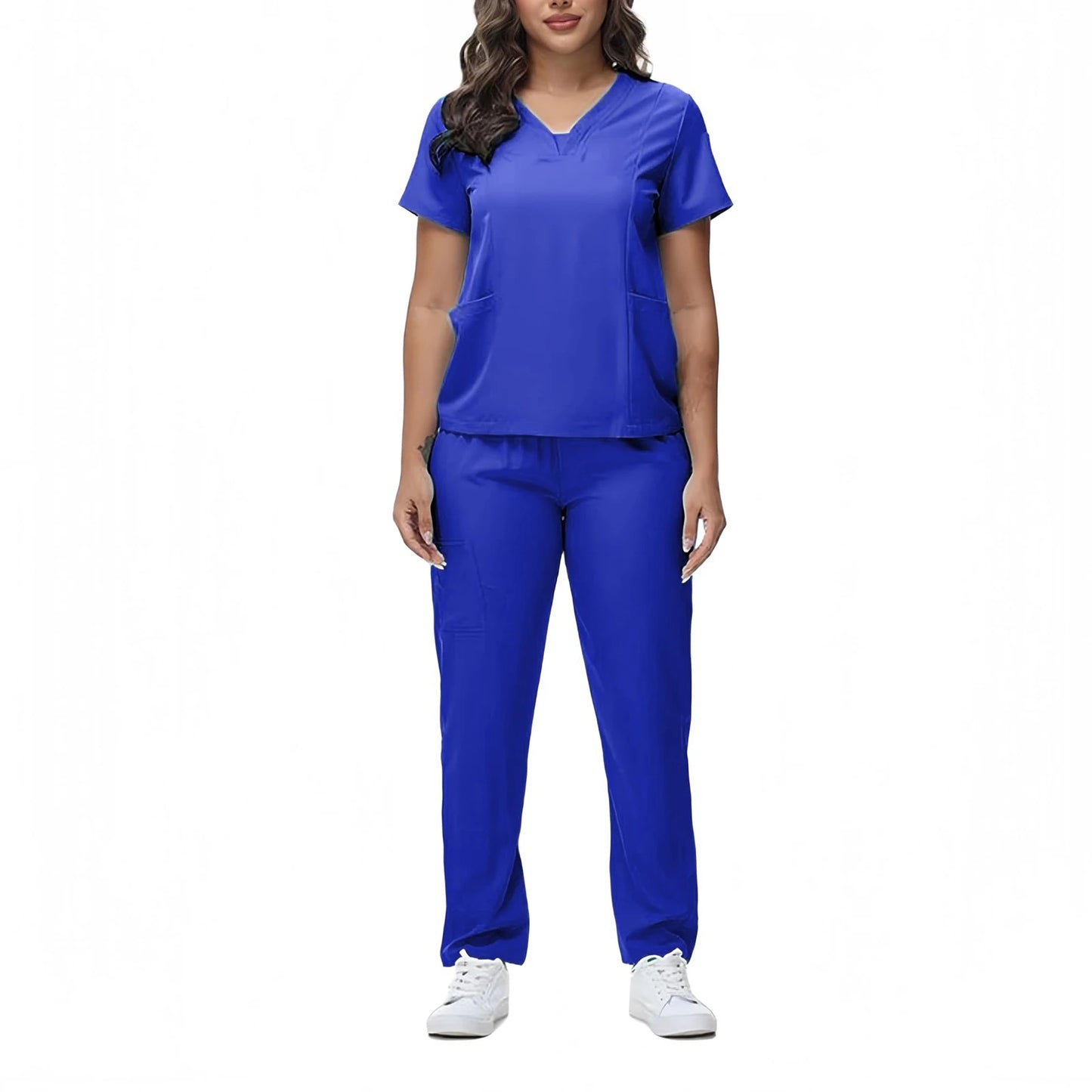 Women's Nurse Scrub Set V Neck Short Sleeve Medical Uniform