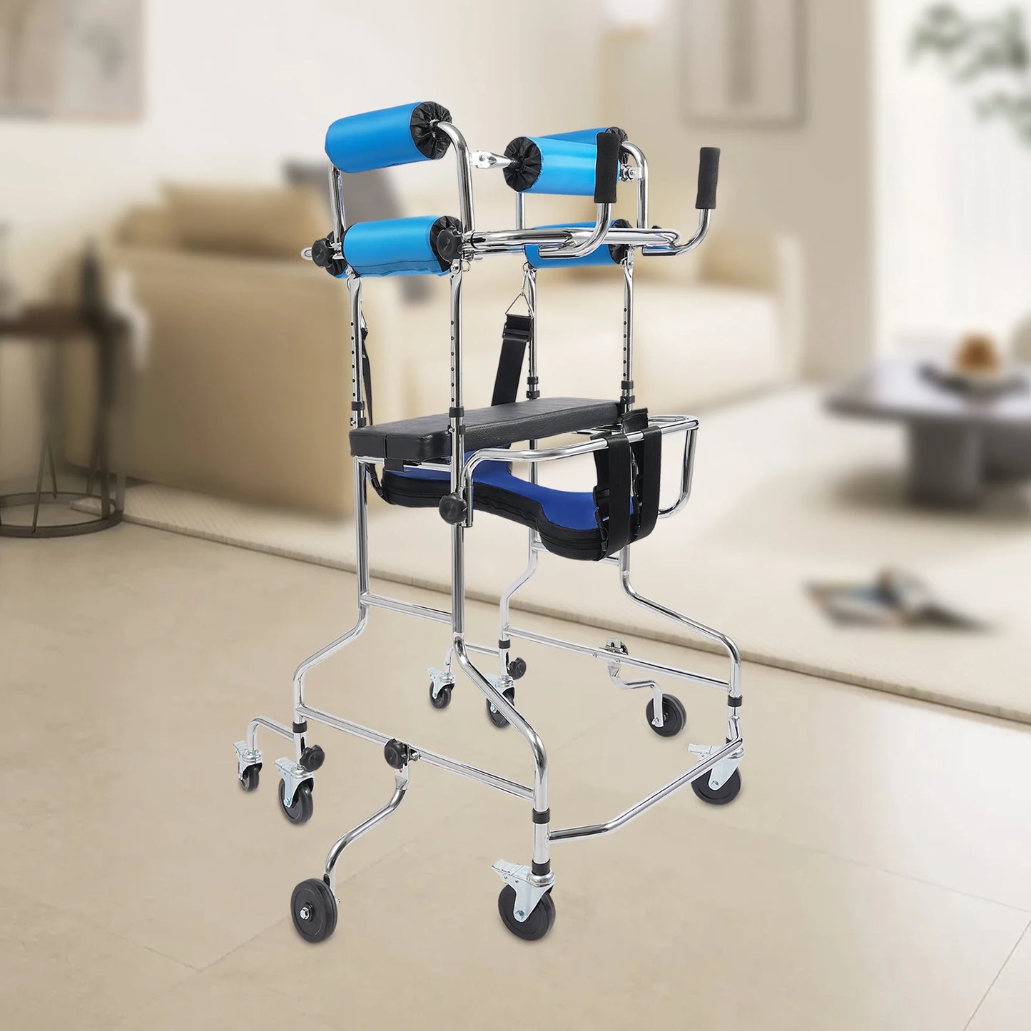 Rollator Walker 8-Wheel Adjustable Mobility Aid With Seat And Brakes