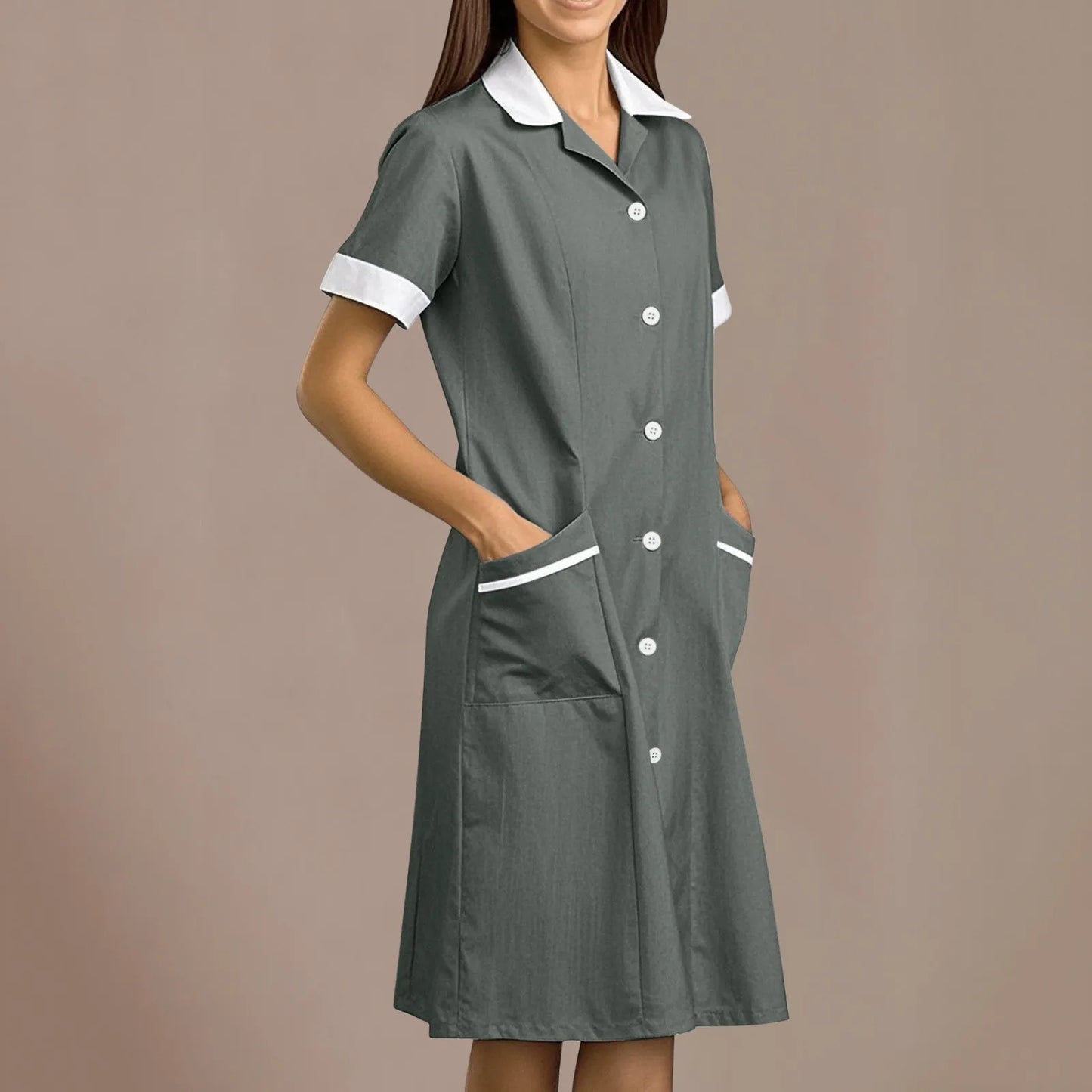 Eillysevens Nurse Uniform Long Sleeve Slim Fit Dress