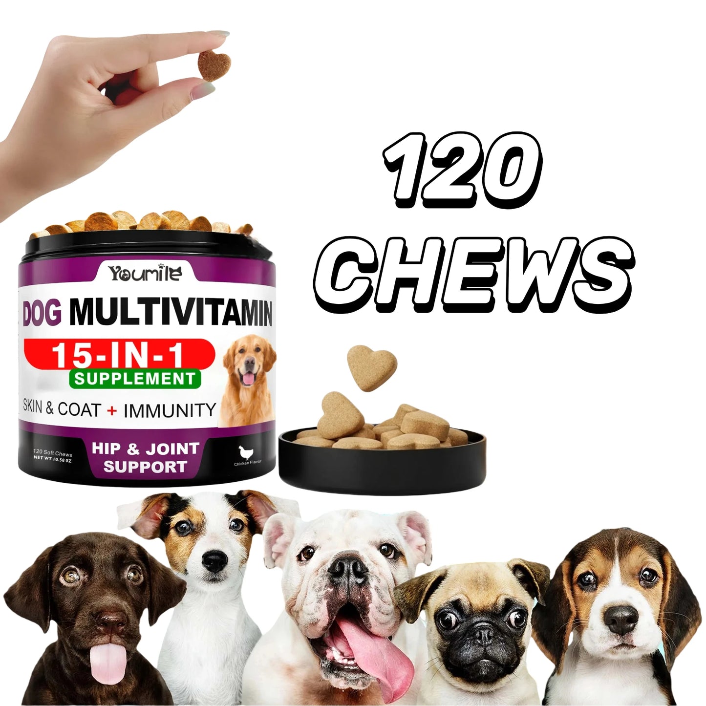 Youmile Multivitamin For Dogs Improve Hair Digestion Immunity