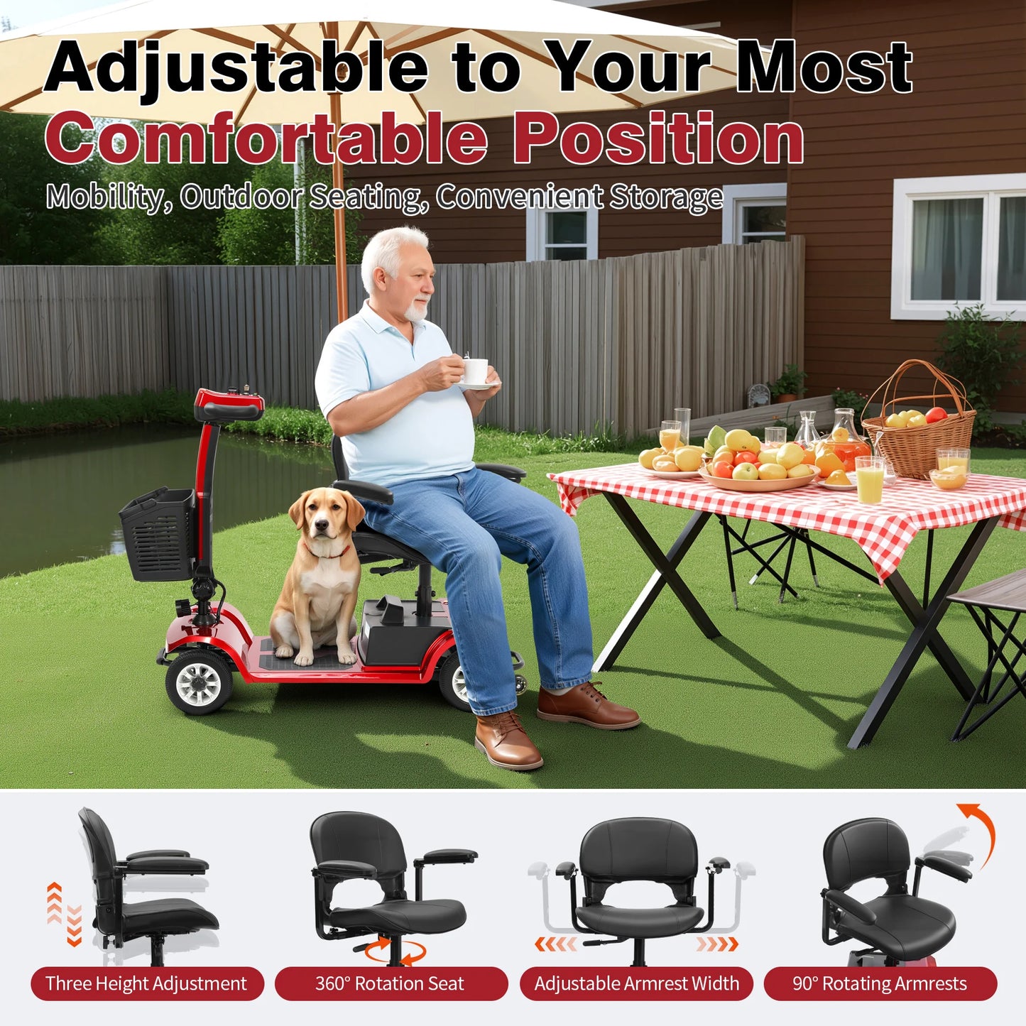 Unificare Electric Mobility Scooter For Adults 20Ah Battery Foldable