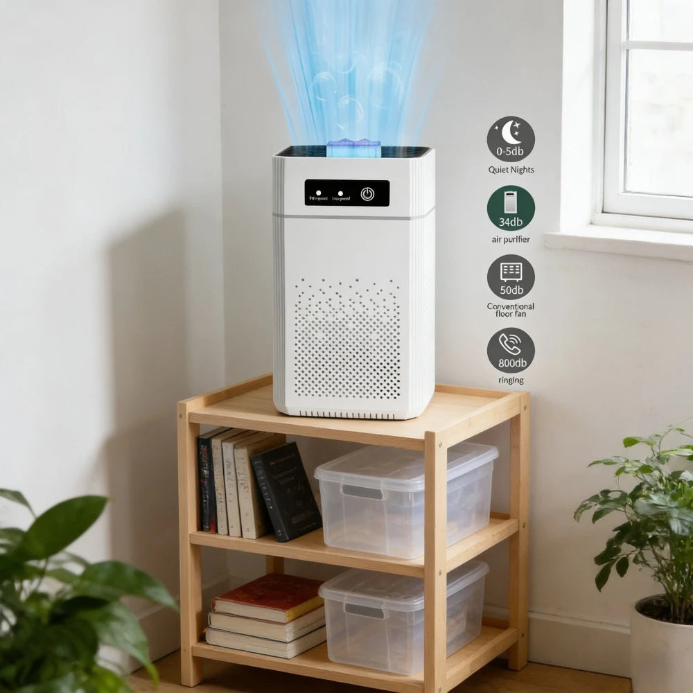 Air Purifier With HEPA Filter Quiet Sleep Mode 360 Degree Inlet Pet Room