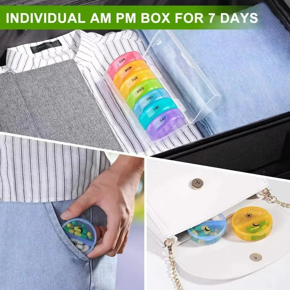 Weekly Pill Organizer 7-Day Box Portable Dispenser