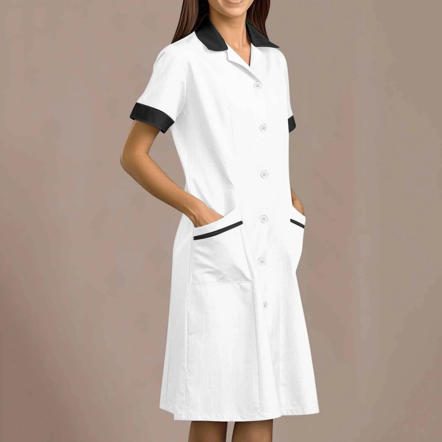 Eillysevens Nurse Uniform Long Sleeve Slim Fit Dress