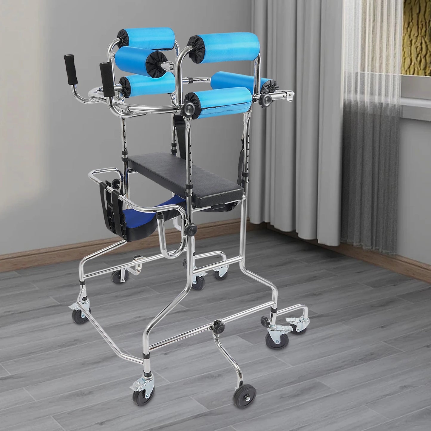 Rollator Walker 8-Wheel Adjustable Mobility Aid With Seat And Brakes