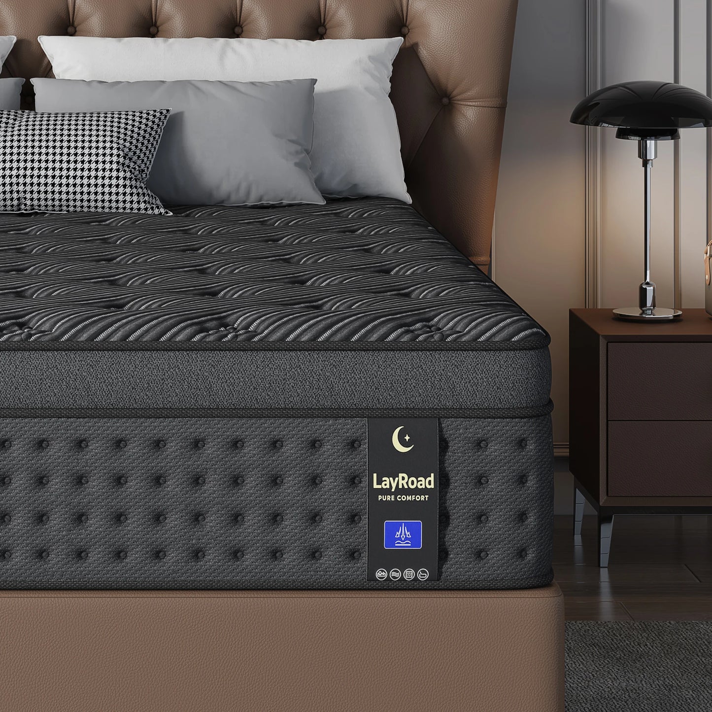 LayRoad Memory Foam Spring Boxed Mattress Medium Firmness Pressure Relief