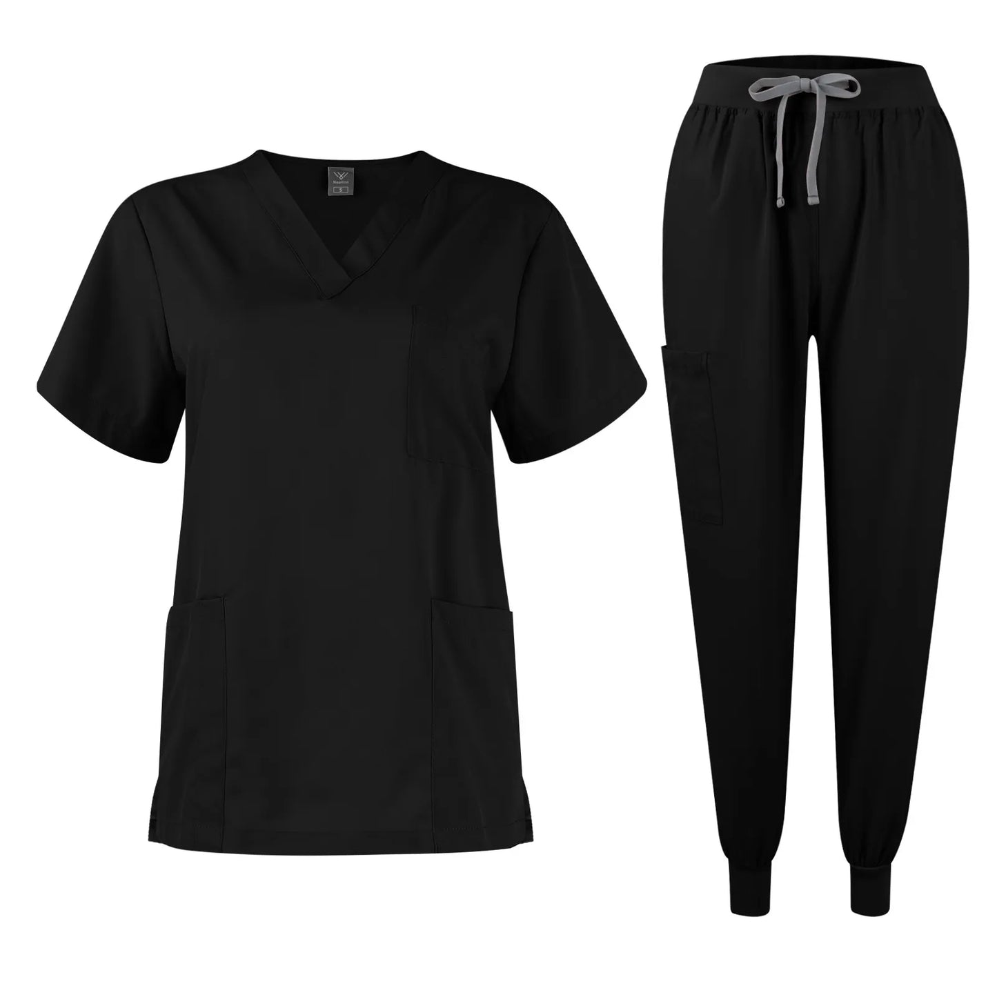 Eillysevens Women Nurse Uniform Quick-Dry V-Neck Short Sleeve Set
