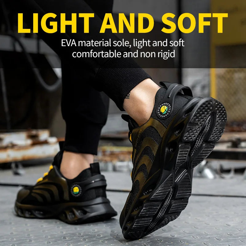Breathable Lace Free Safety Shoes With Anti Smash And Puncture
