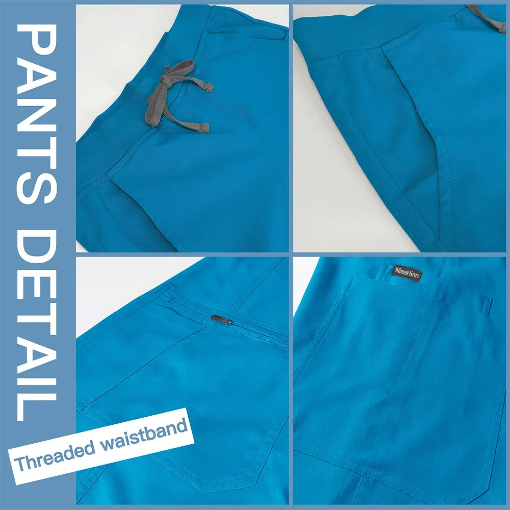 NONECN Nurse Uniforms Set Women Men Medical Hospital Scrubs Outfit