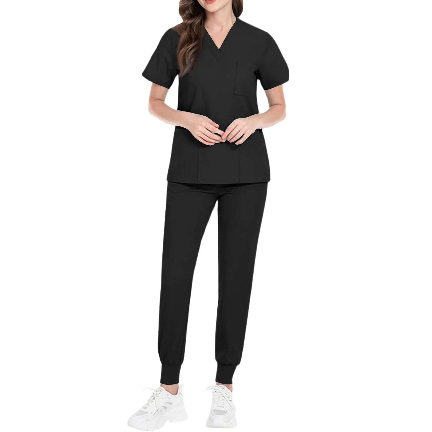 Women's Nurse Scrub Set V-Neck Short Sleeve Medical Uniform