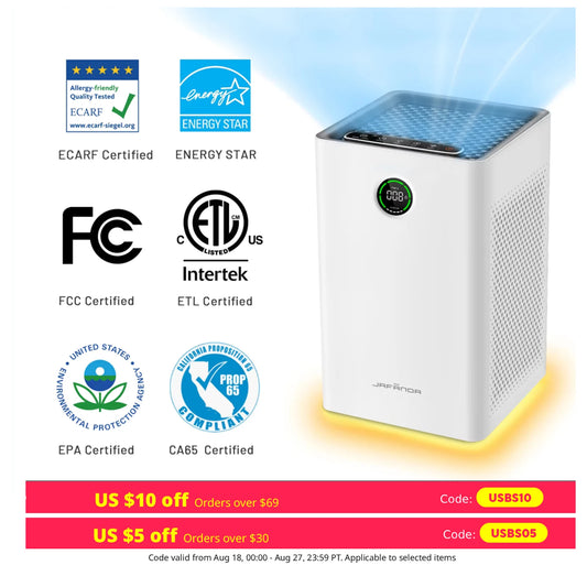 Jafända Air Purifier For Home Rooms With Smart WiFi Alexa Control True HEPA