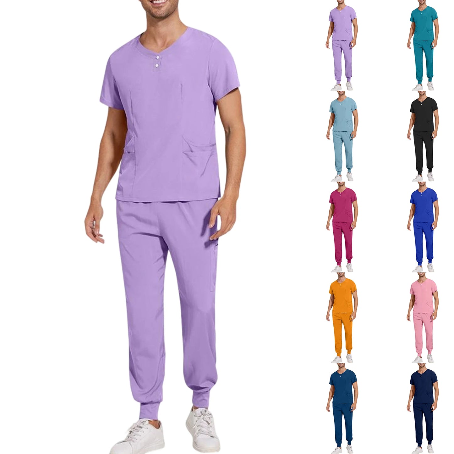 Nurse Scrub Unisex Medical Uniform Set Short Sleeve