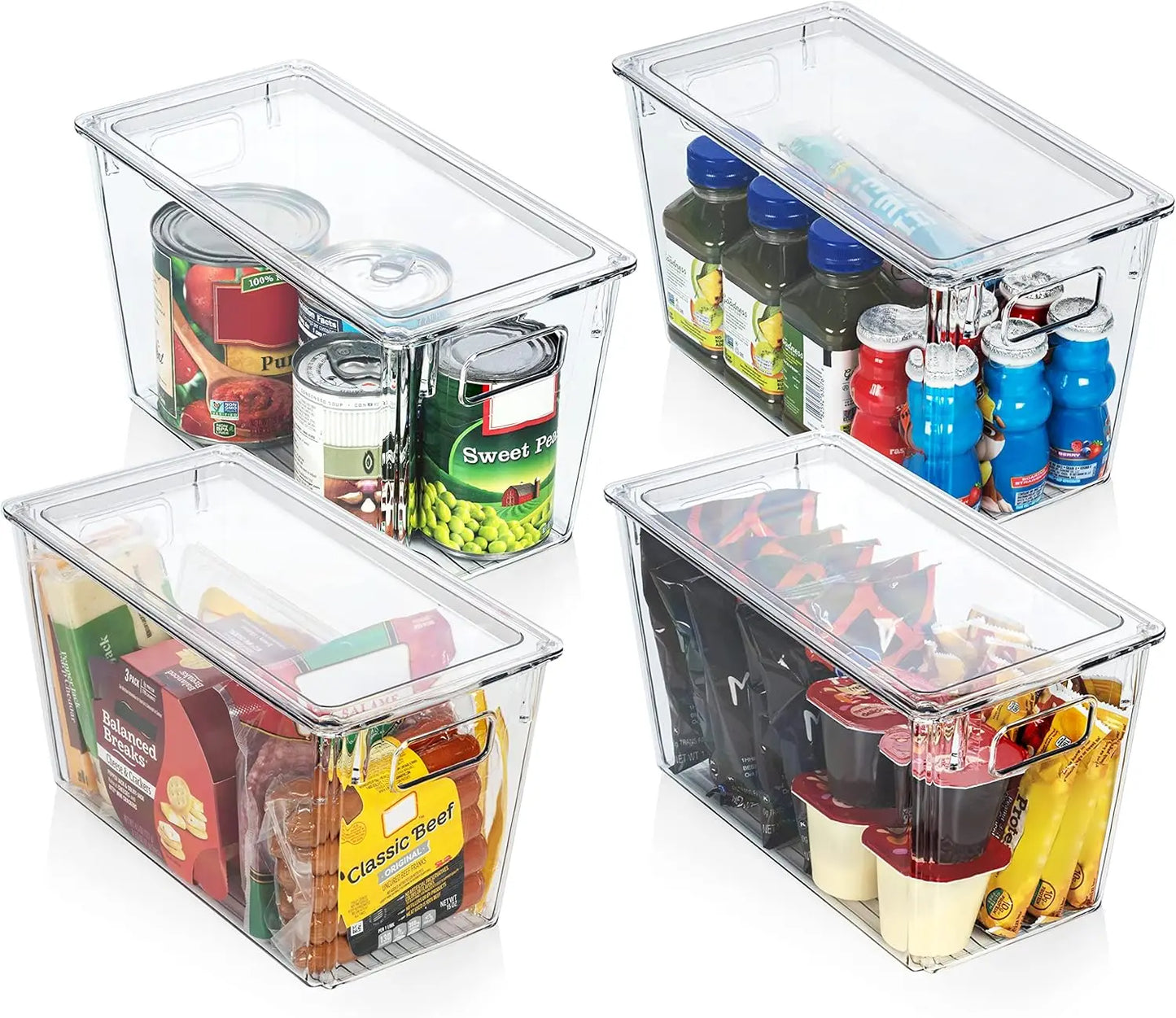 Plastic Storage Bins With Lids Four Pack Kitchen Pantry Organization