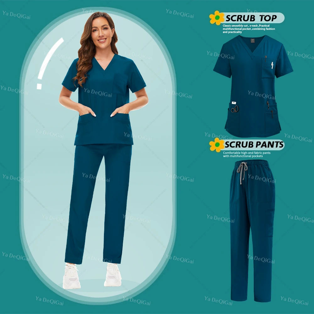 NONECN Unisex Medical Scrub Set for Nurses and Dentists