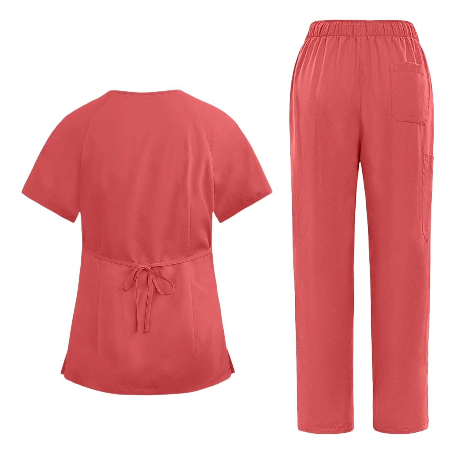 Nurse Scrub Set Medical Uniform With V Neck Pockets