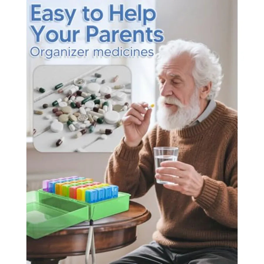 Monthly Pill Organizer Twice Daily With Pill Cutter Travel Bag