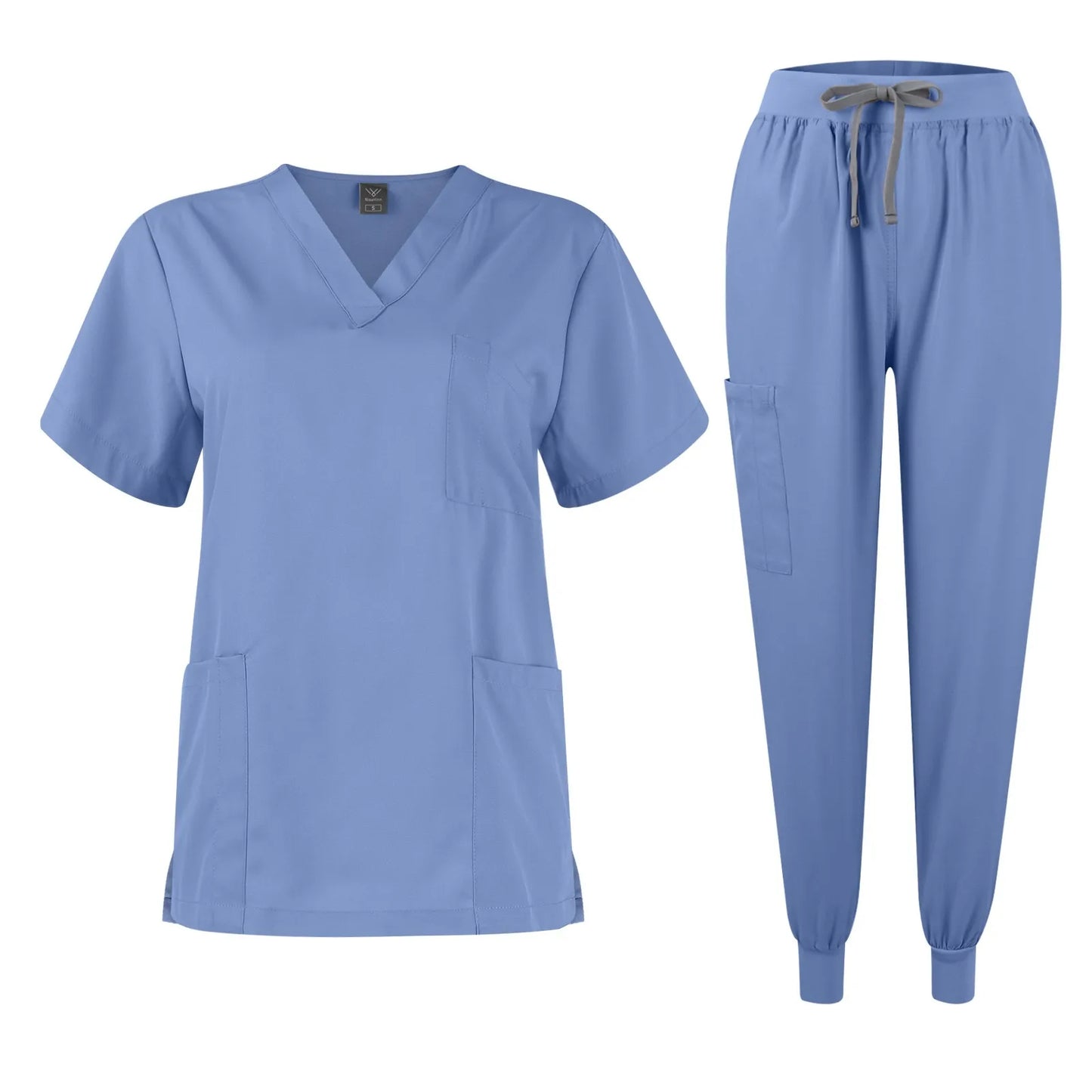 Eillysevens Women Nurse Uniform Quick-Dry V-Neck Short Sleeve Set