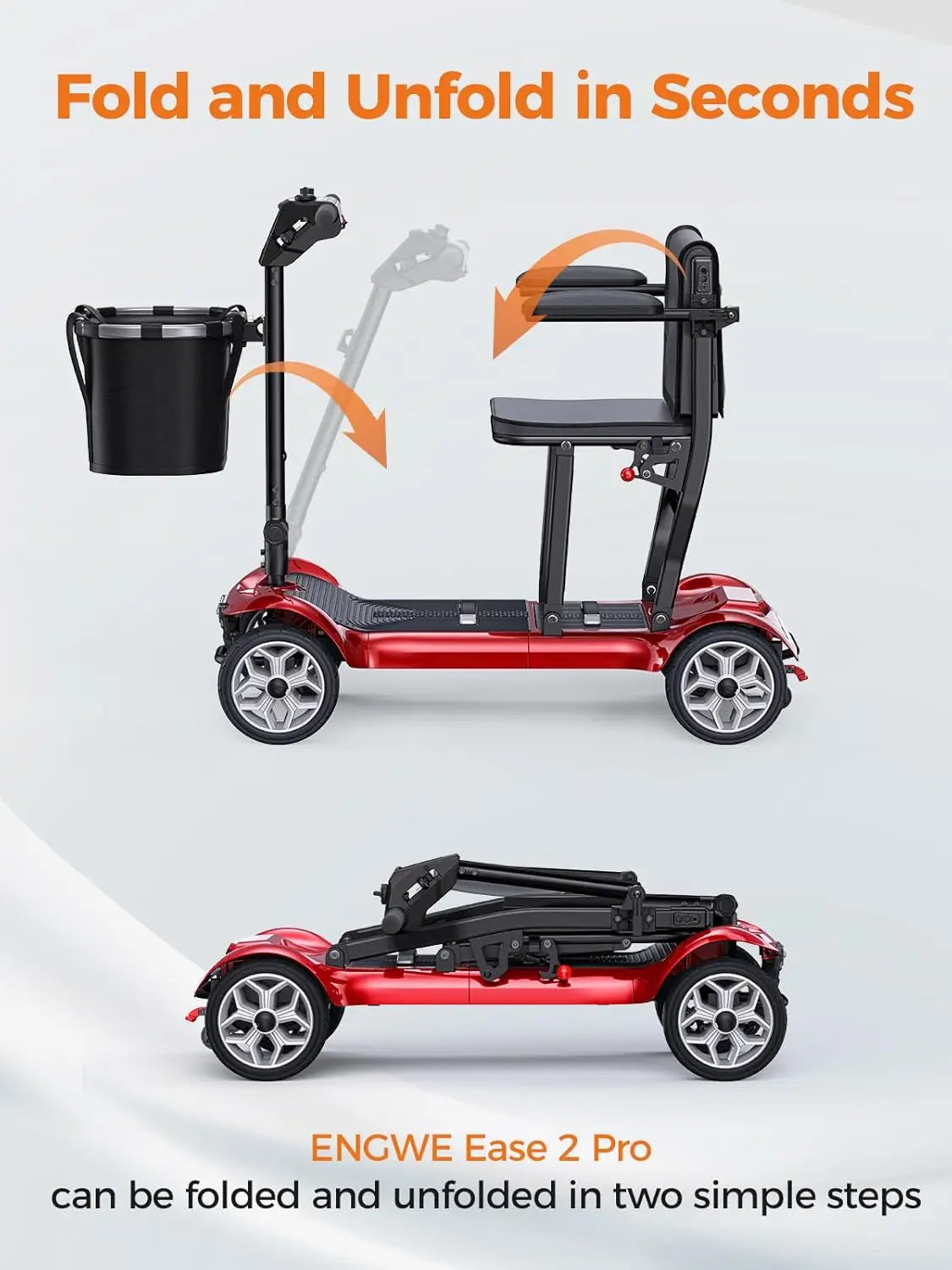 Lightweight Folding Mobility Scooter For Seniors And Adults 24-Mile Range