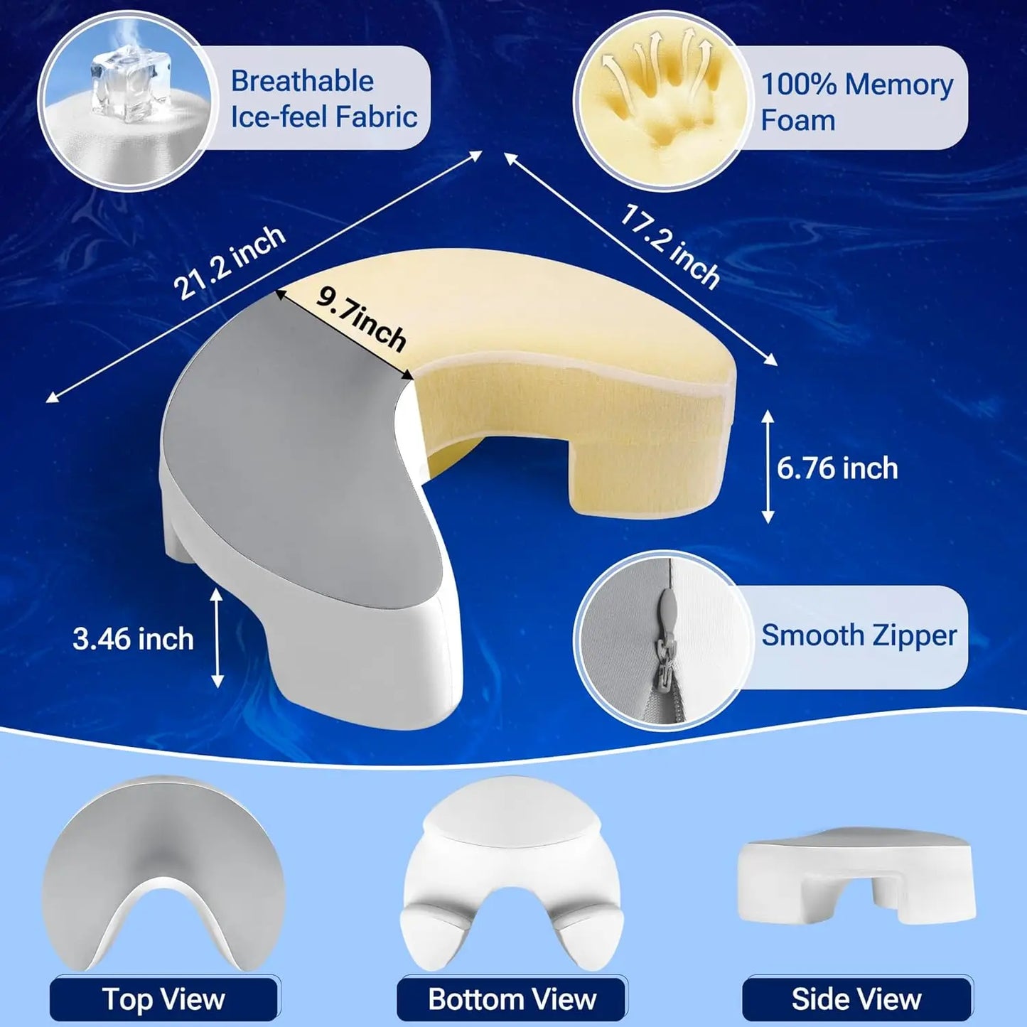 Memory Foam Side Sleeper Pillow With Arm Hole For Neck