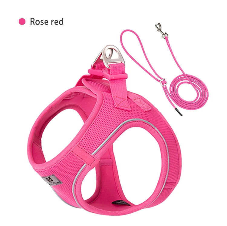 Small Combination Reflective Dog Harness Leash Set For Small And Medium Dogs