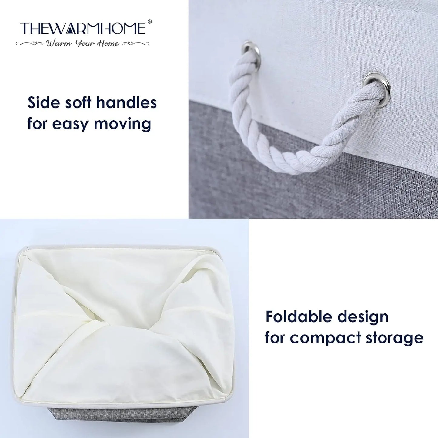 Foldable Fabric Storage Baskets With Handles Six Pack